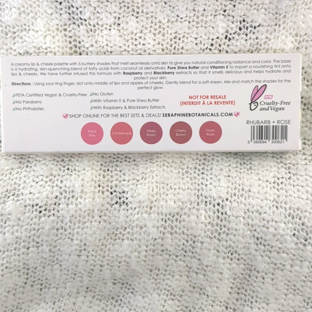 SERAPHINE botanicals Rhubarb+Rose Creamy Lip & Cheek Palette, 7g/0.25oz